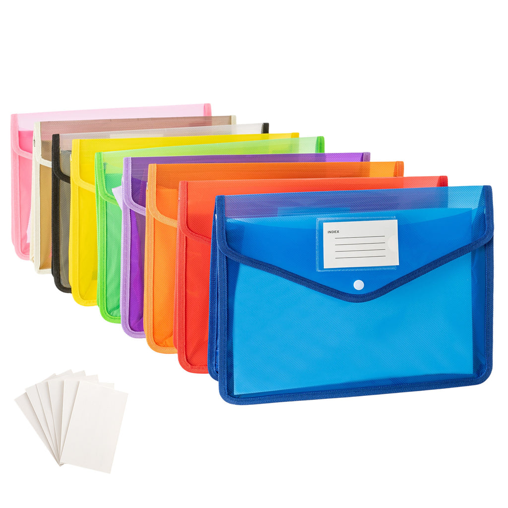 Document Folder with Plastic, 9 Pack, Colourful Snap-Lock Folders A4 ID Slot - product gallery image 15