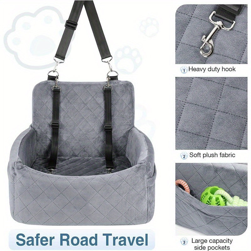 Dog And Cat Booster Car Seat with 3-Strap with Non-Slip, Memory Foam - product gallery image 7