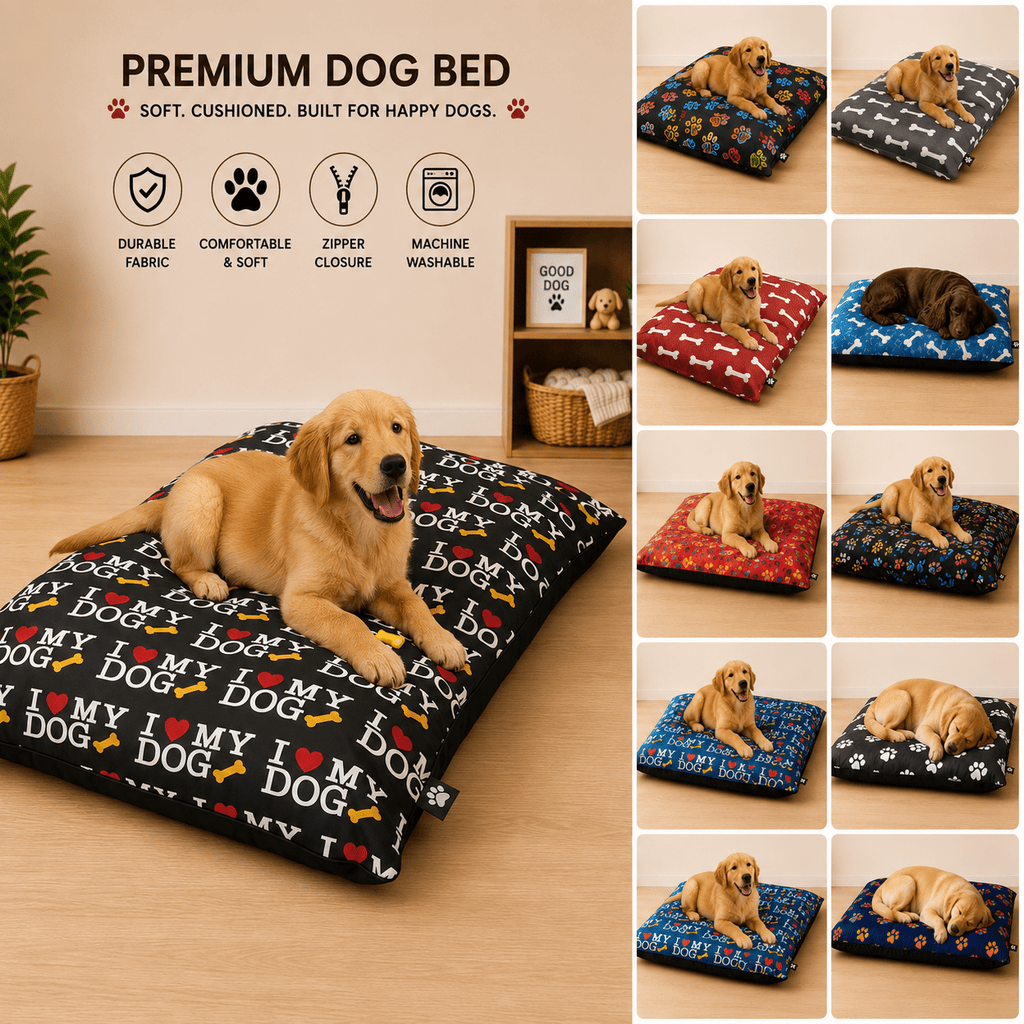 Dog Bed with Machine-Washable, Cotton, 95cm x 65cm - Love my Dog, 95cm x 65cm option