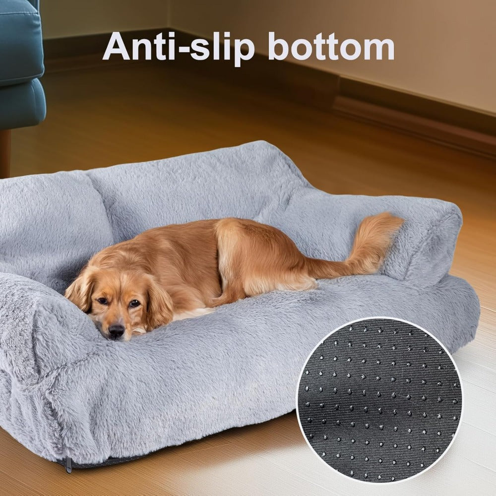 Dog Bed with Machine-Washable, Non-Slip, Pet Sofa Cats Dogs 66x48x33cm Fluffy - product gallery image 3
