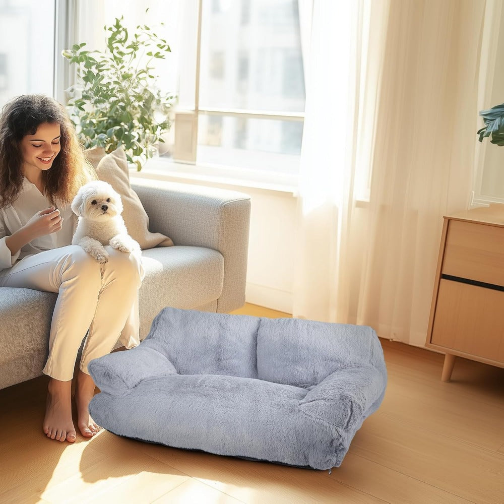 Dog Bed with Machine-Washable, Non-Slip, Pet Sofa Cats Dogs 66x48x33cm Fluffy - product gallery image 5