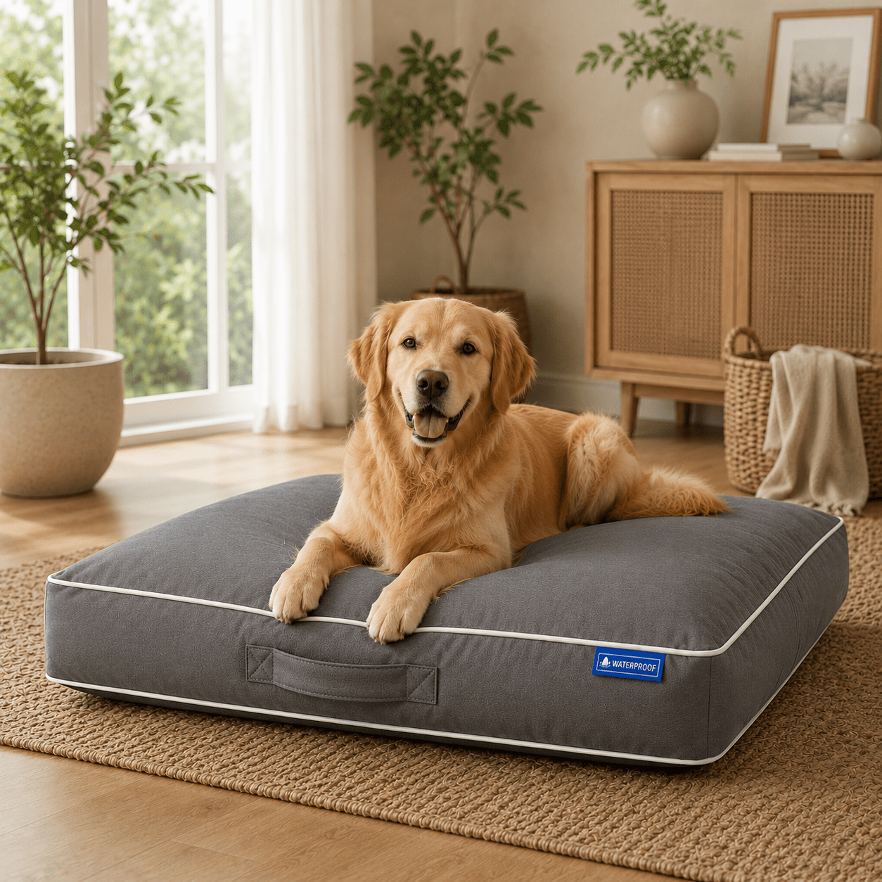 Dog Bed with Machine-Washable, Non-Slip, Waterproof, Wood, Medium 24" x 32" + 2.5" - product gallery image 2