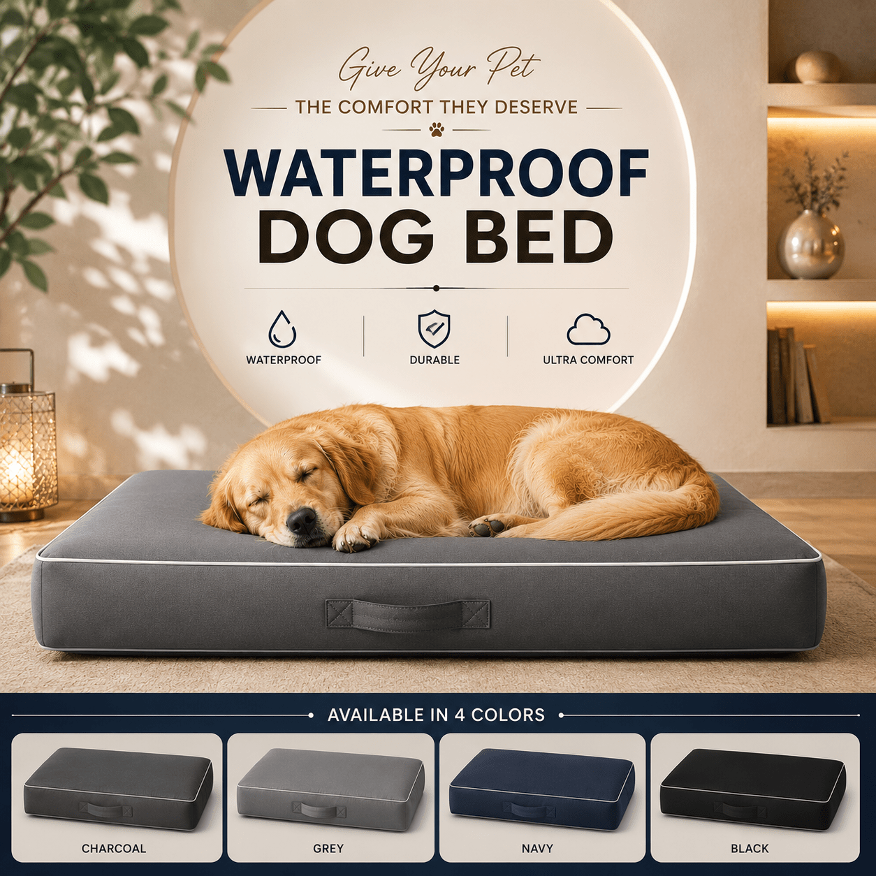 Dog Bed with Machine-Washable, Non-Slip, Waterproof, Wood, Medium 24" x 32" + 2.5" - product gallery image 6