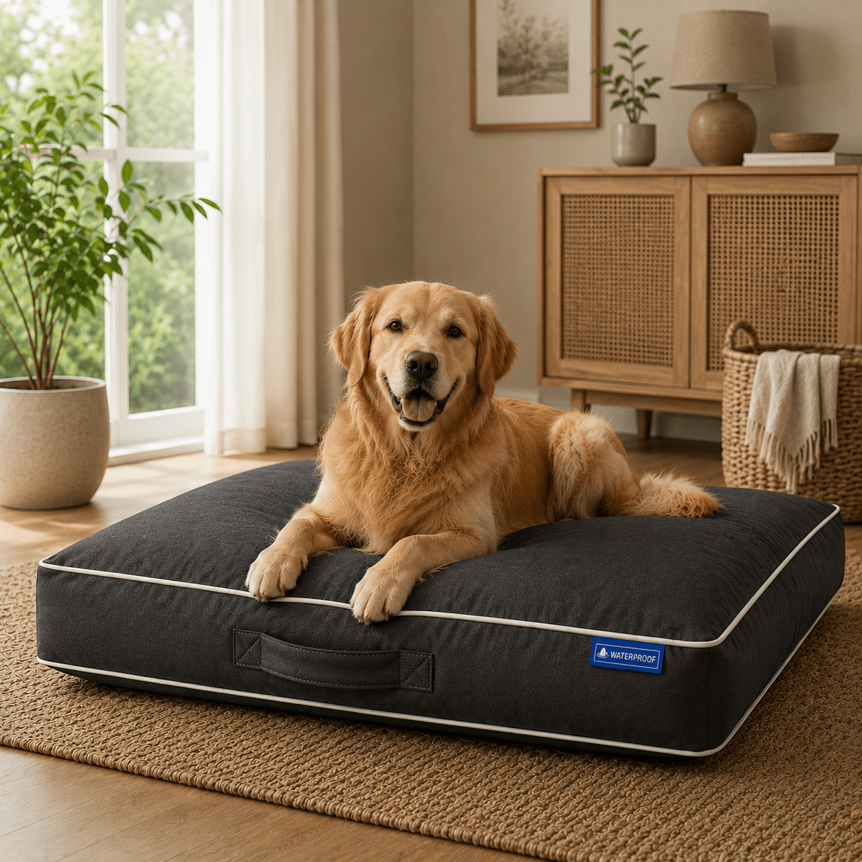 Dog Bed with Machine-Washable, Non-Slip, Waterproof, Wood, Medium 24" x 32" + 2.5" - product gallery image 7