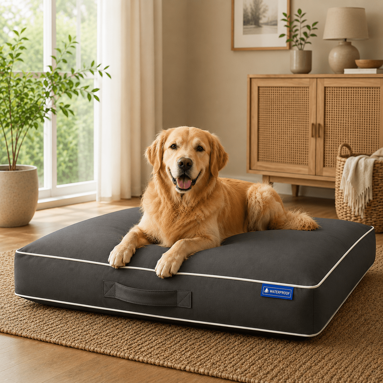 Dog Bed with Machine-Washable, Non-Slip, Waterproof, Wood, Medium 24" x 32" + 2.5" - product gallery image 8