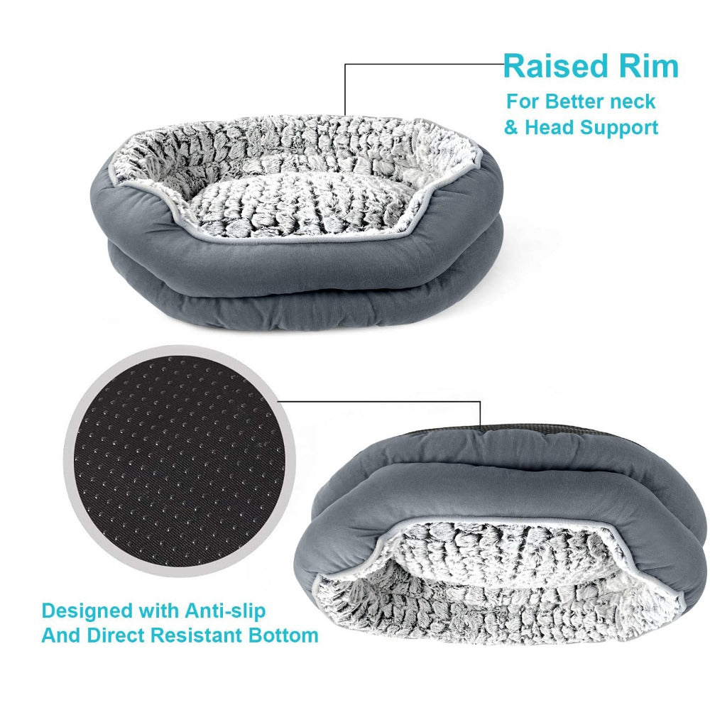 Dog Bed with Non-Slip, Faux Fur Donut Pet Self-Warming Anti-Anxiety - product gallery image 10