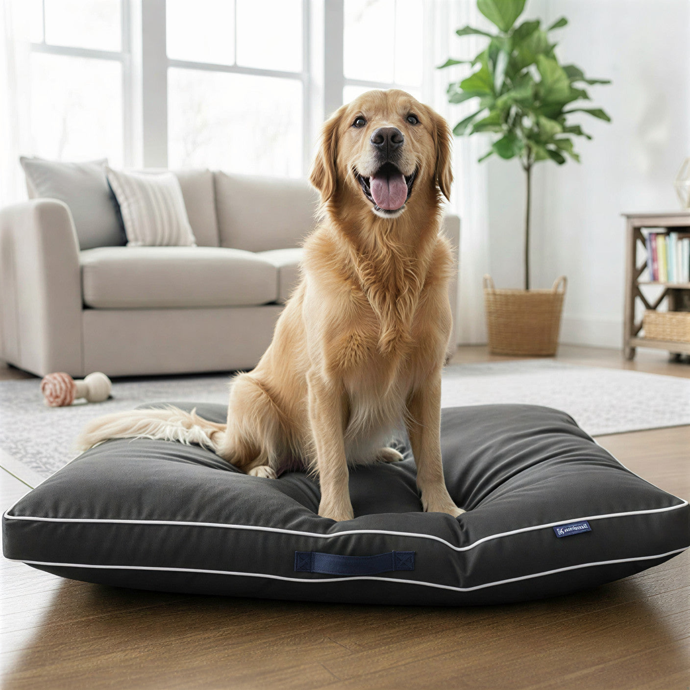 Dog Bed with Plush Mattress Removable Washable Cover - Charcoal, Medium 32"x24"x3" option