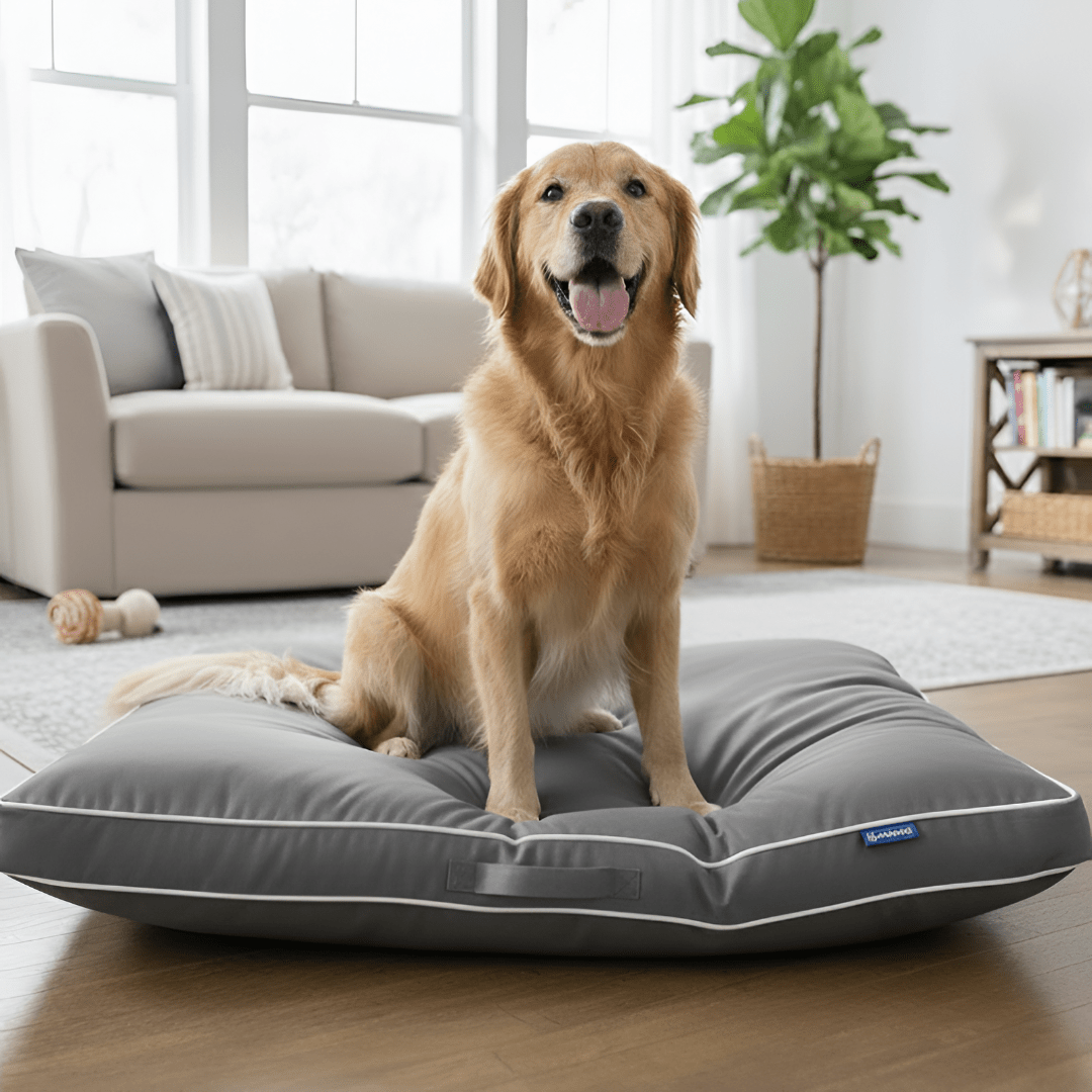 Dog Bed with Plush Mattress Removable Washable Cover - Grey, Medium 32"x24"x3" option