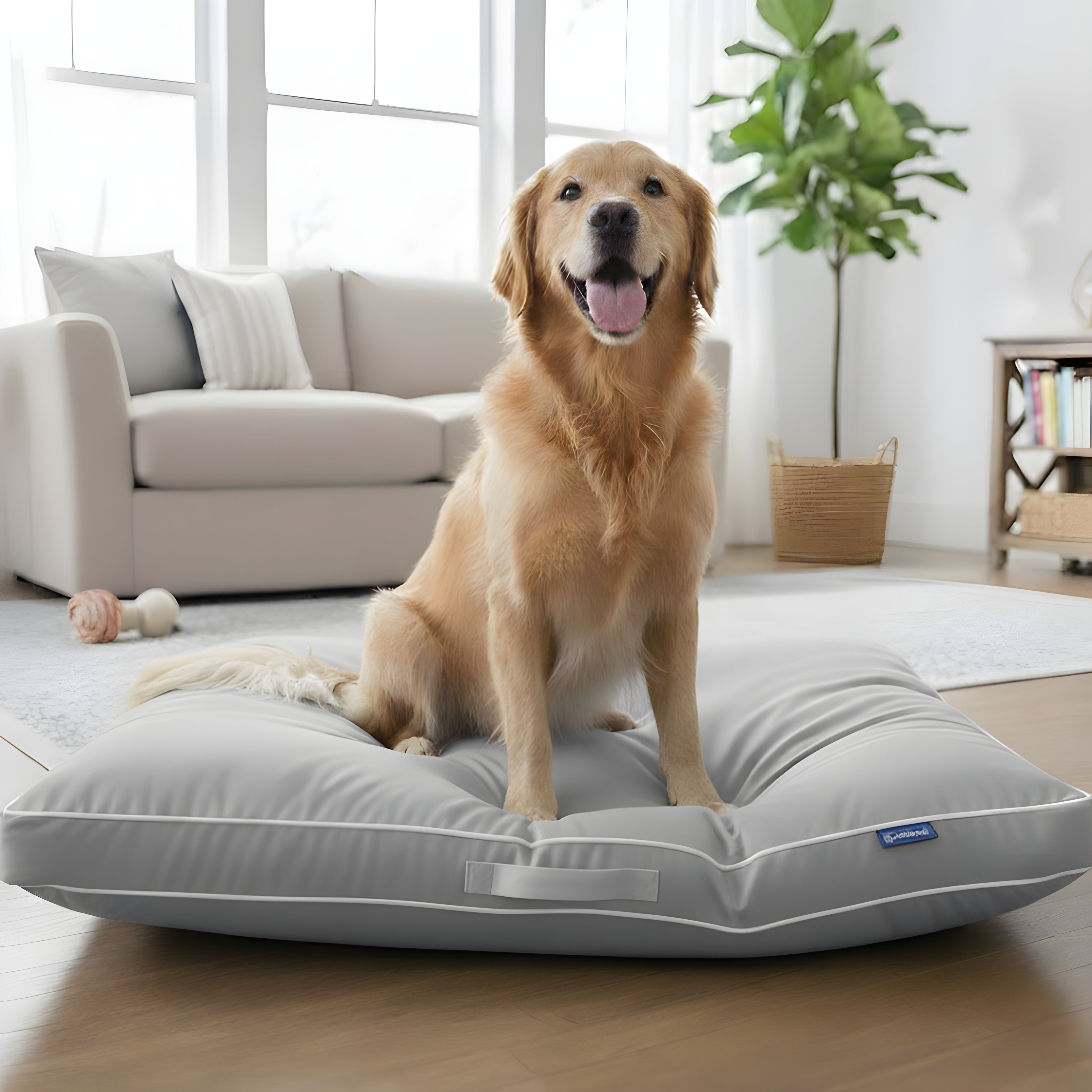 Dog Bed with Plush Mattress Removable Washable Cover - Silver, Medium 32"x24"x3" option