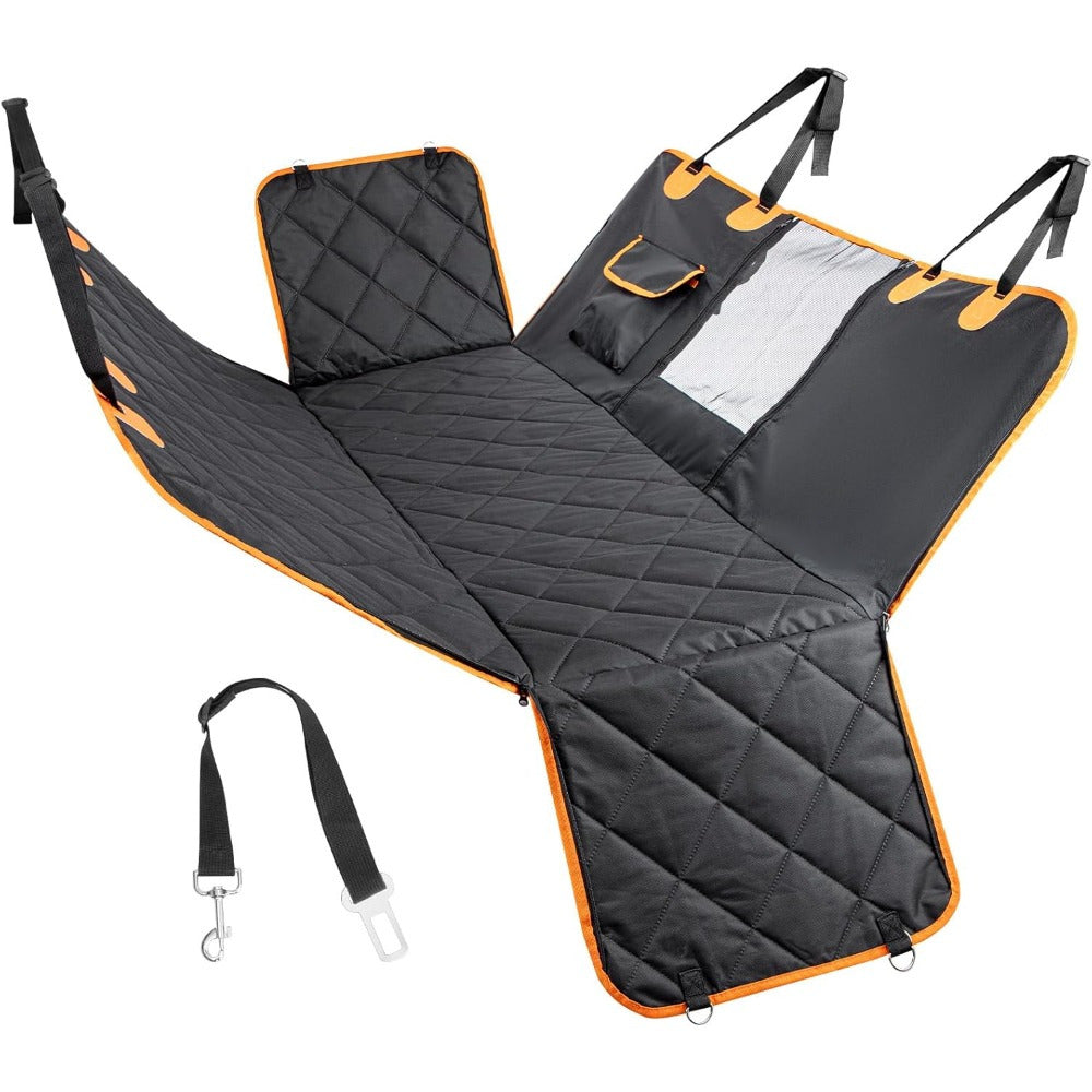 Dog Car Seat Covers & Hammock with Waterproof, Cover Back Mesh Window Storage Pocket - Black option