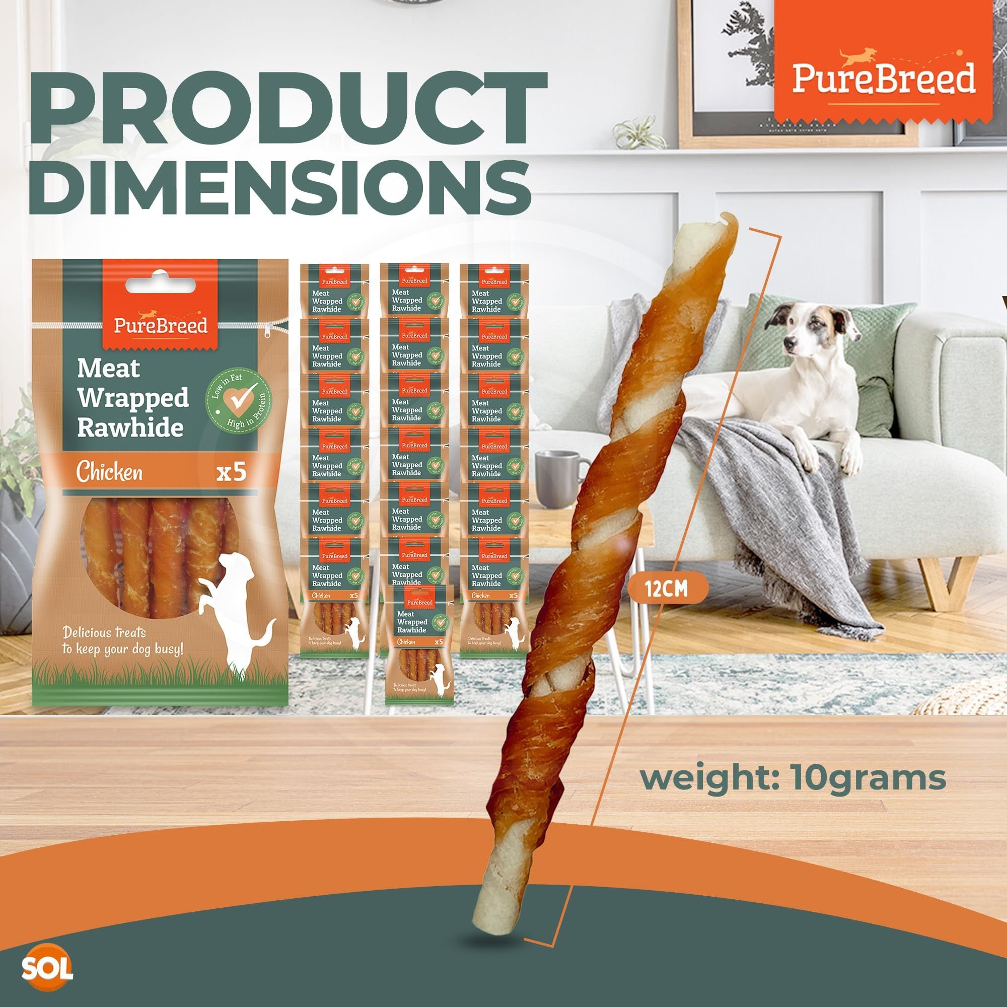 Dog Chew with 100pk, Chicken-Wrapped Rawhide Sticks - product gallery image 9