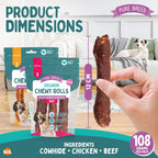 Dog Chew with 12cm, 12 Pack, 12pk, Collagen Chewy Rolls Dogs Long Lasting - product gallery image 2