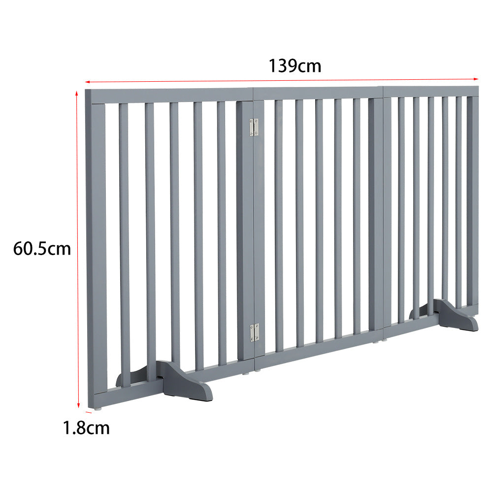 Dog Gate with Wall-Mounted, Foldable, Freestanding, Wood, L - product gallery image 2
