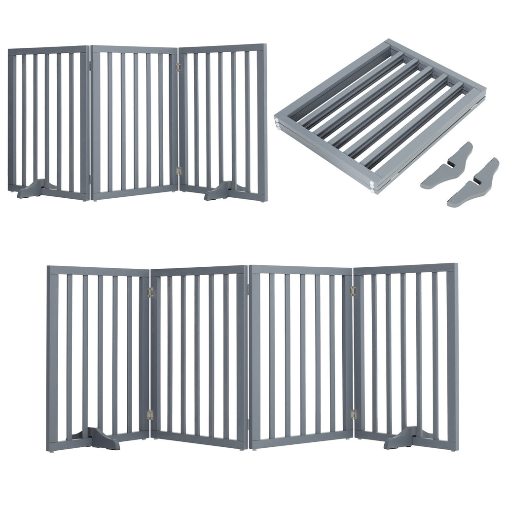 Dog Gate with Wall-Mounted, Foldable, Freestanding, Wood, L - product gallery image 4