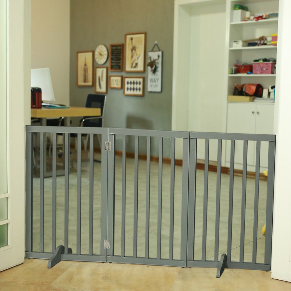 Dog Gate with Wall-Mounted, Foldable, Freestanding, Wood, L - product gallery image 8