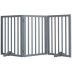 Dog Gate with Wall-Mounted, Foldable, Freestanding, Wood, L