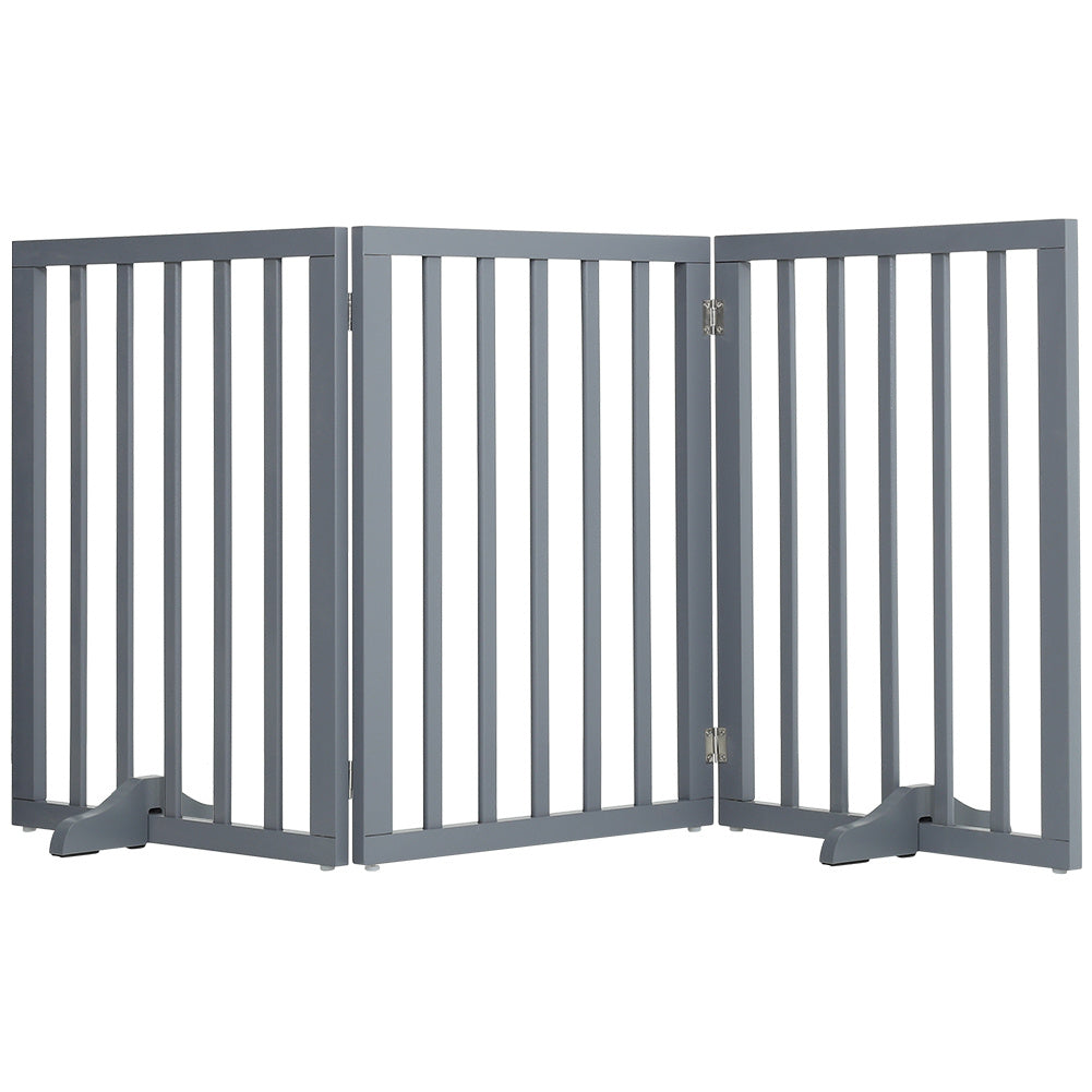 Dog Gate with Wall-Mounted, Foldable, Freestanding, Wood, L
