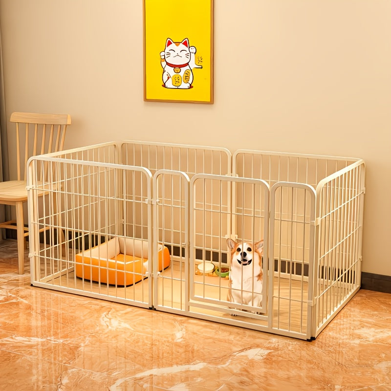 Dog Pen with 60Cm, Iron, 6-Panel Puppy Door, High Indoor/Outdoor