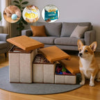 Dog Stair with Foldable, 3, Foldable Stairs Tier Storage Compartments - product gallery image 2