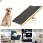 Dog Stairs Foldable Non-Slip Pet Ramp with Adjustable Height, Wood - product gallery image 3