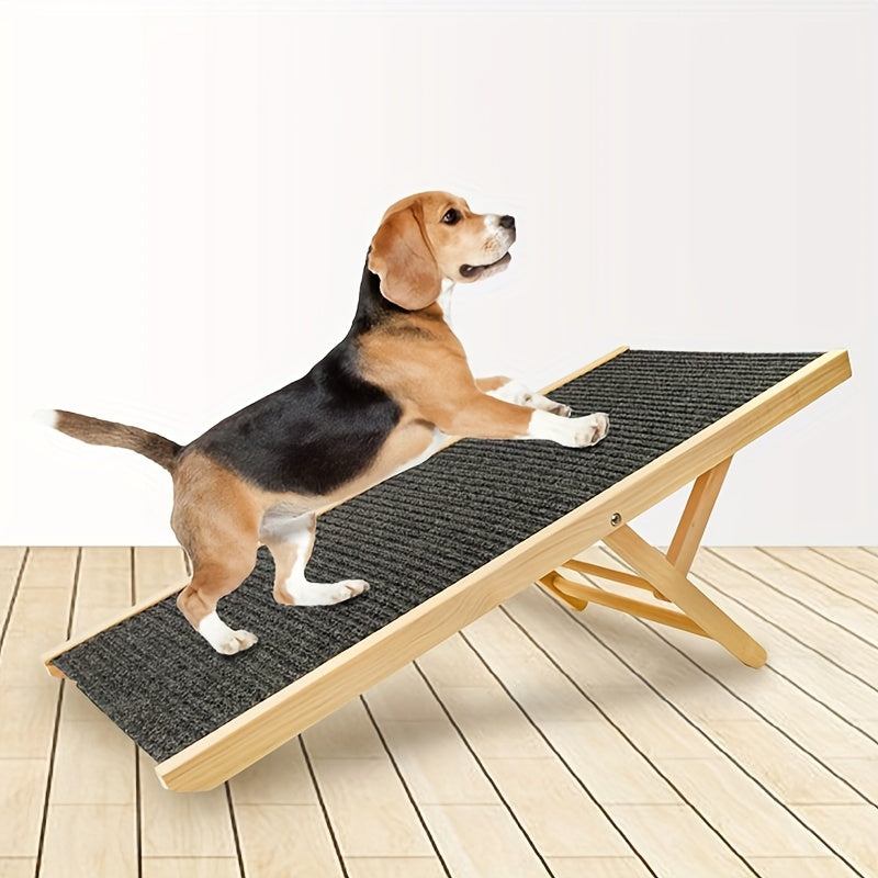 Dog Stairs Foldable Non-Slip Pet Ramp with Adjustable Height, Wood - product gallery image 4