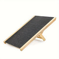 Dog Stairs Foldable Non-Slip Pet Ramp with Adjustable Height, Wood - Wood + Carpet option