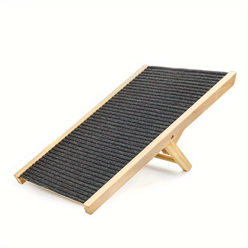 Dog Stairs Foldable Non-Slip Pet Ramp with Adjustable Height, Wood - Wood + Carpet option