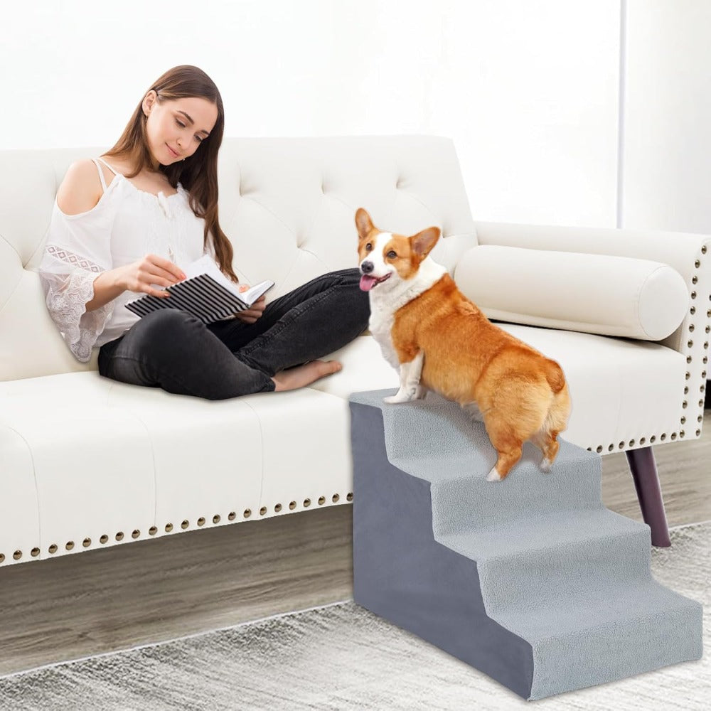 Dog Step with Non-Slip, Easy Assembly, 10kg, Silicone - Gray 4-step option