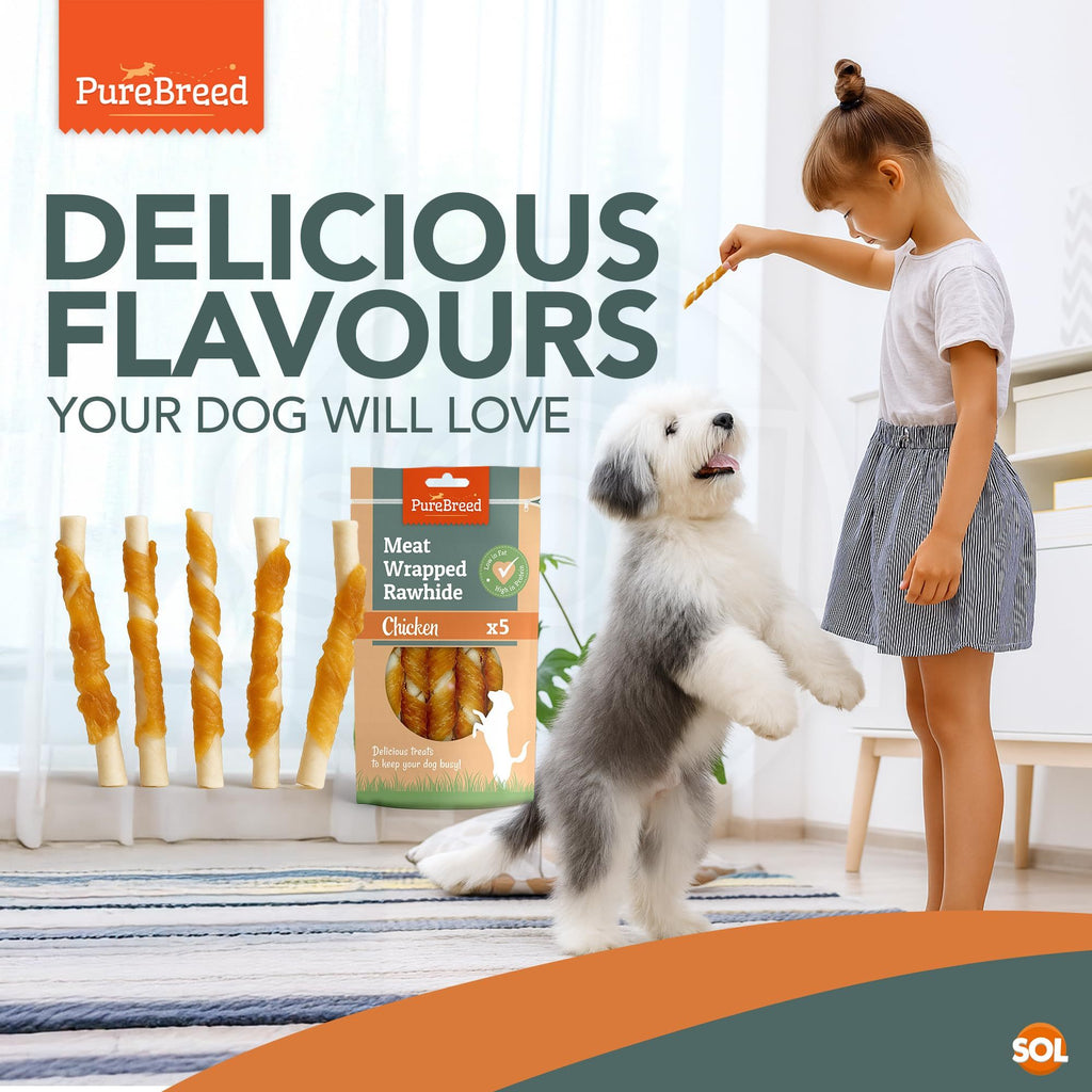 Dog Treat with 50 Pack, 50pk, Chicken Rawhide Twist Chews Low Fat - product gallery image 4