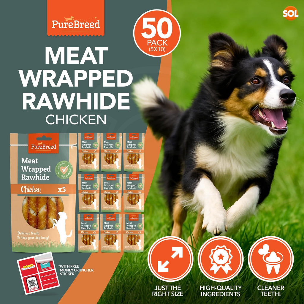 Dog Treat with 50 Pack, 50pk, Chicken Rawhide Twist Chews Low Fat - product gallery image 8