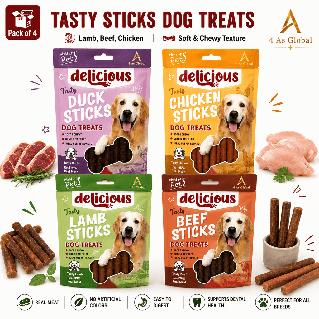 Dog Treat with Pack of 4, Meat Stick Variety Four Flavours