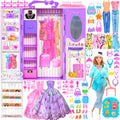 Dolls & Playset with 106 Piece, Fashion Girl Doll Piece Wardrobe Closet