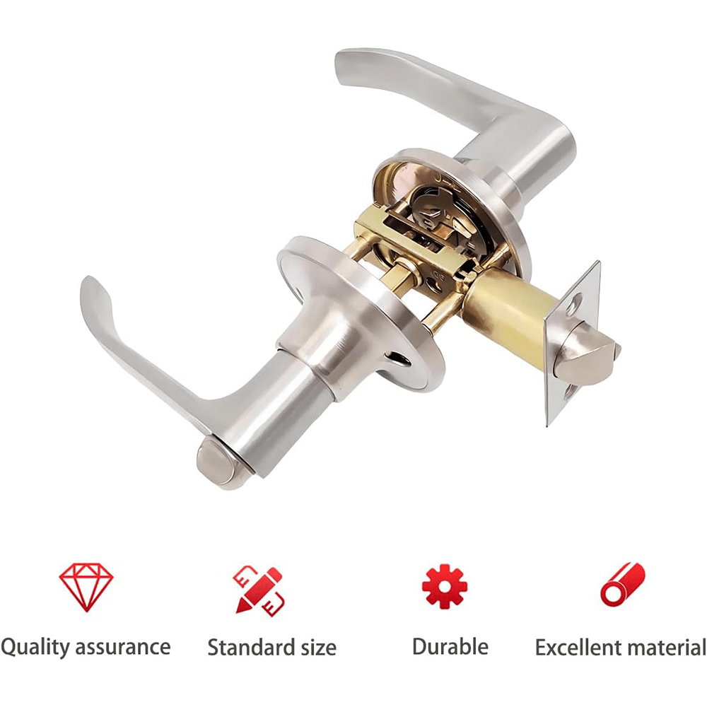 Door Lock with Lock and Key with Stainless Steel, Silvery - product gallery image 2