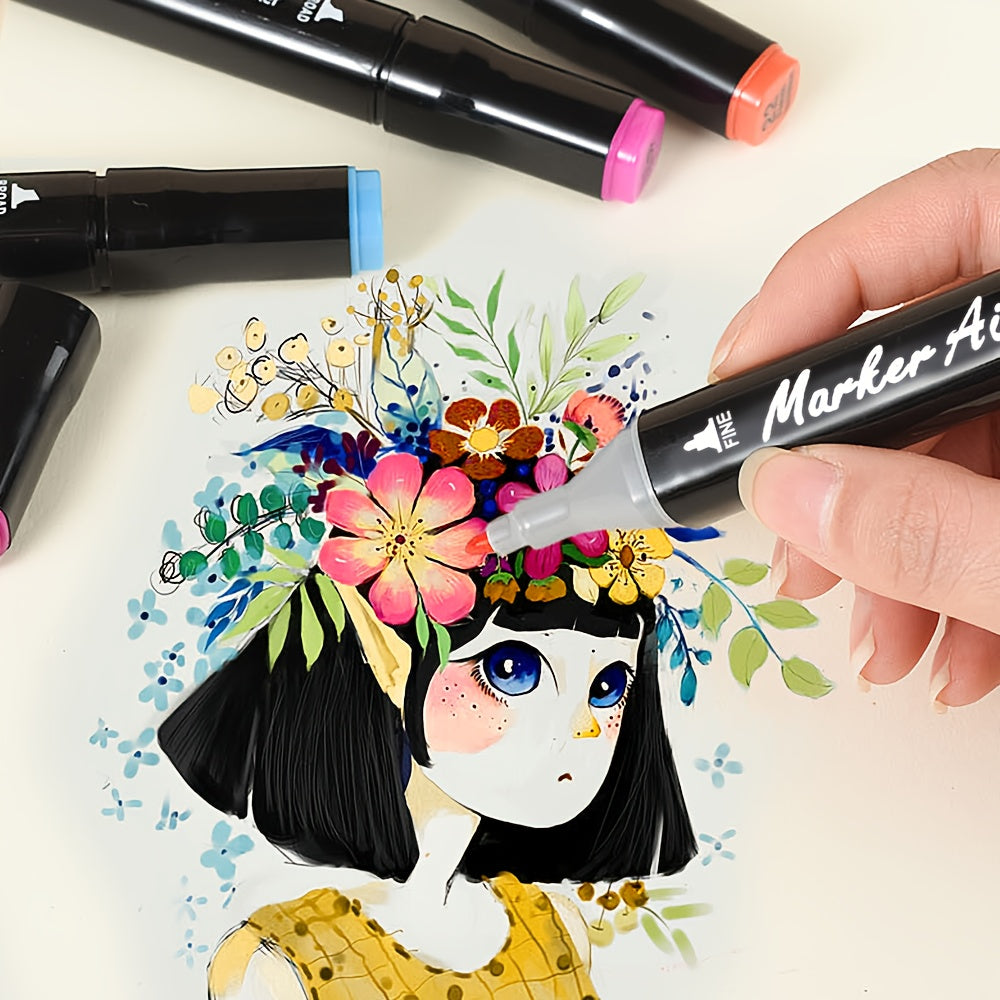 Double-headed Alcohol Marker with 168pcs, 80/120/168pcs Double-headed Markers, Bright - product gallery image 6