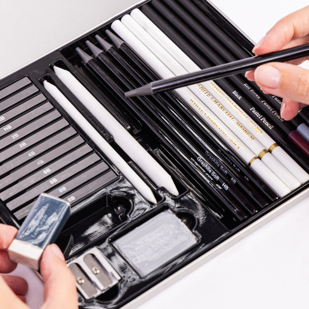 Drawing Pencil Set with Metal, 28 Piece, Qty., Piece Professional Sketching Kit Charcoal - product gallery image 4