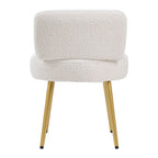 Dressing Table Stool with Lumbar Support, 60cm, Teddy Plush Upholstery Gold Legs Cream - product gallery image 11