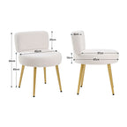 Dressing Table Stool with Lumbar Support, 60cm, Teddy Plush Upholstery Gold Legs Cream - product gallery image 3