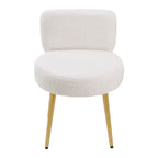 Dressing Table Stool with Lumbar Support, 60cm, Teddy Plush Upholstery Gold Legs Cream - product gallery image 9