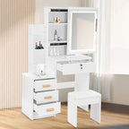 Dressing Table with Easy Assembly, Wood, LED Lights Mirror Cushioned Stool Vanity - product gallery image 4