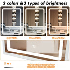 Dressing Table with Easy Assembly, Wood, LED Lights Mirror Cushioned Stool Vanity - product gallery image 6