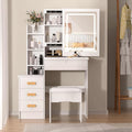 Dressing Table with Non-Slip, LED Lights, Sliding Mirror Stool Drawers - White option