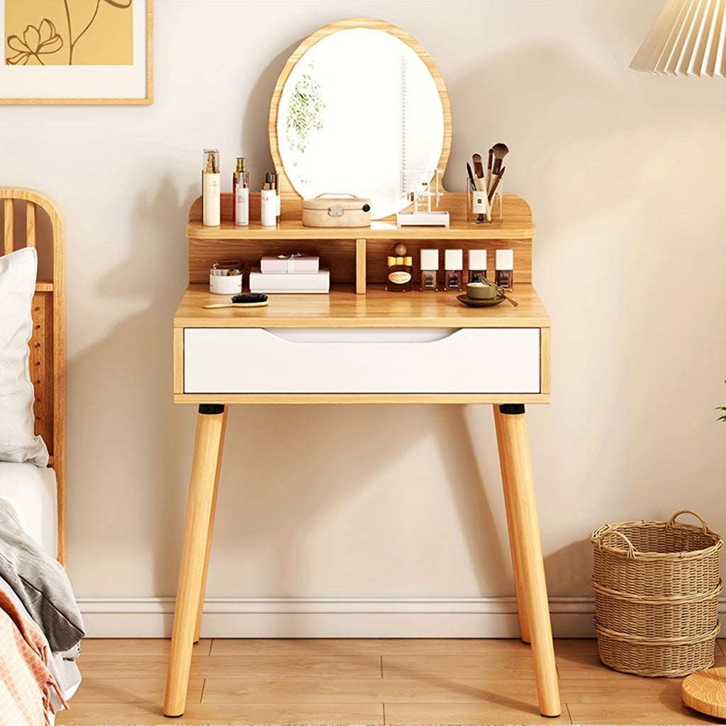 Dressing Table with Space-Saving, Wood Colour Dressing Table - product gallery image 3