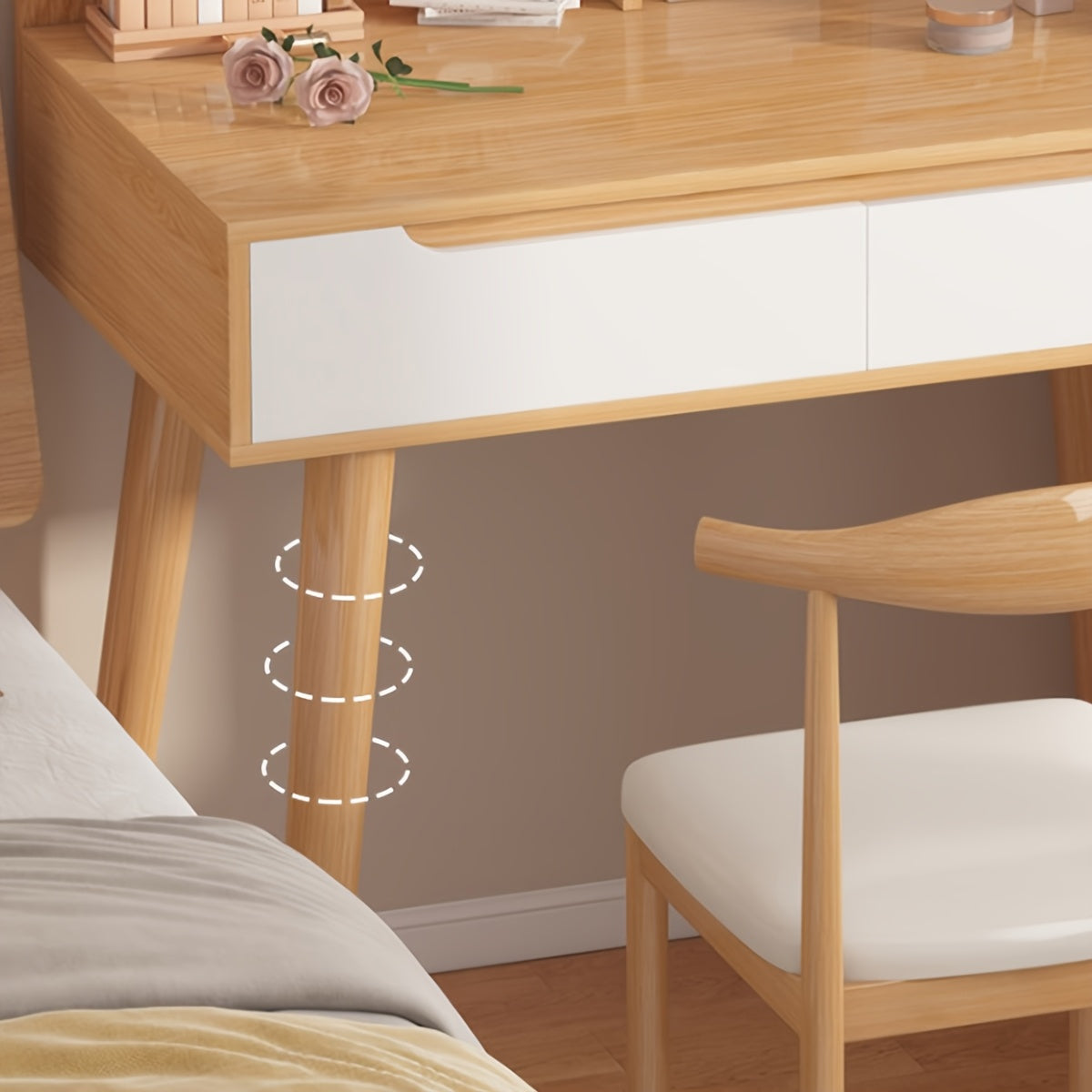 Dressing Table with Space-Saving, Wood Colour Dressing Table - product gallery image 4