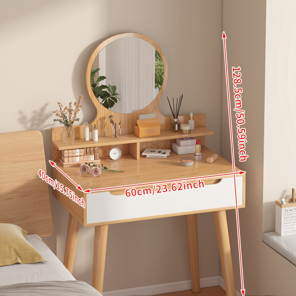 Dressing Table with Space-Saving, Wood Colour Dressing Table - Wood Color Dressing Table option