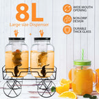 Drinks Dispenser with Leakproof, Dishwasher-Safe, Metal, 2 X 4L Glass Dispenser - product gallery image 3