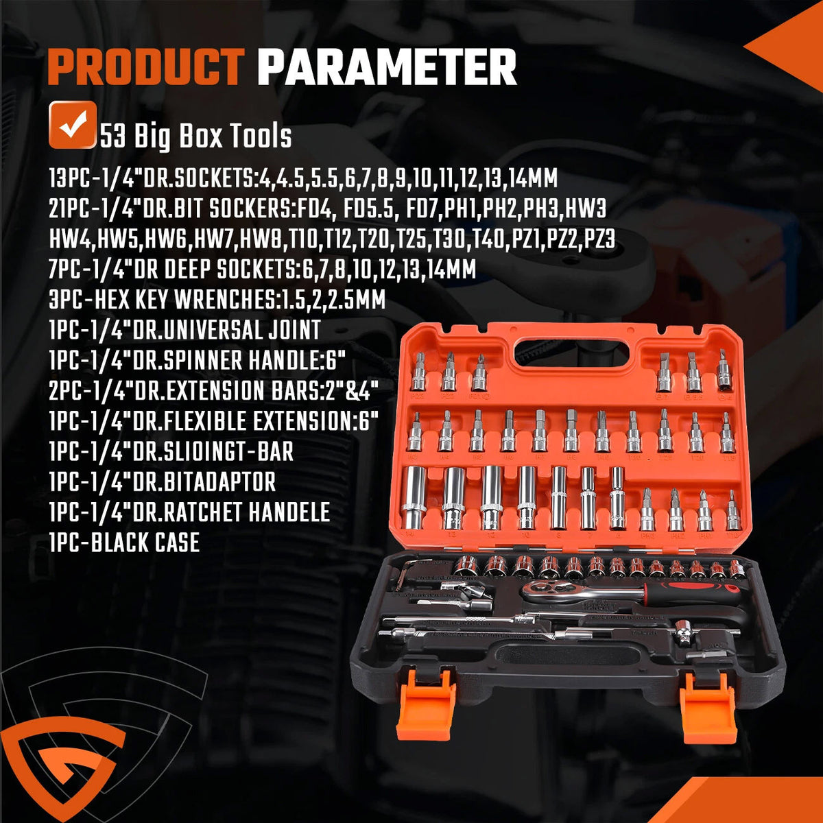 Drive Ratchet Socket Wrench Set with Carbon Steel, 53pcs/set - product gallery image 4