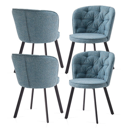 Fabric Dining Chairs Set of 2 or 4 – Upholstered High Back with Padded Seat & Black Metal Legs, Comfortable Kitchen & Dining Room Chairs for Lounge or Bedroom
