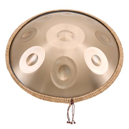 440Hz D minor Stainless Steel Handpan Drum or Sound Healing and Meditation 9-Tone Deep Golden with Carry Bag, Stand, 2 Hand Mallets, Music Note Stickers, Wiping Cloth