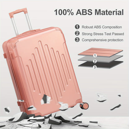 Set of 2 Luggage Pieces (20" And 12") for Travel, Featuring Lightweight, Portable Hard-Shell Suitcases with Spinner Wheels, Available in Rose Golden, Black, And Dark Gray