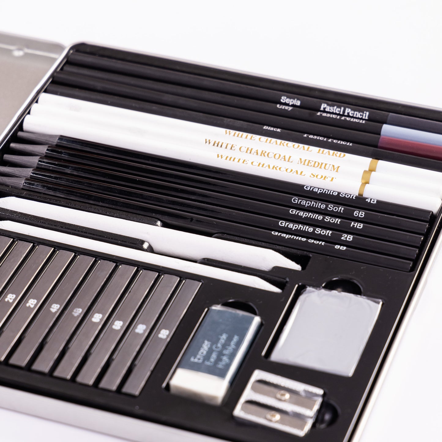 Evelay 28pcs Professional Drawing Pencil Set – Sketching & Art Supplies Kit with Charcoal, Graphite, Pastels, Erasers & Tin Case – Ideal Gift for Beginners & Artists